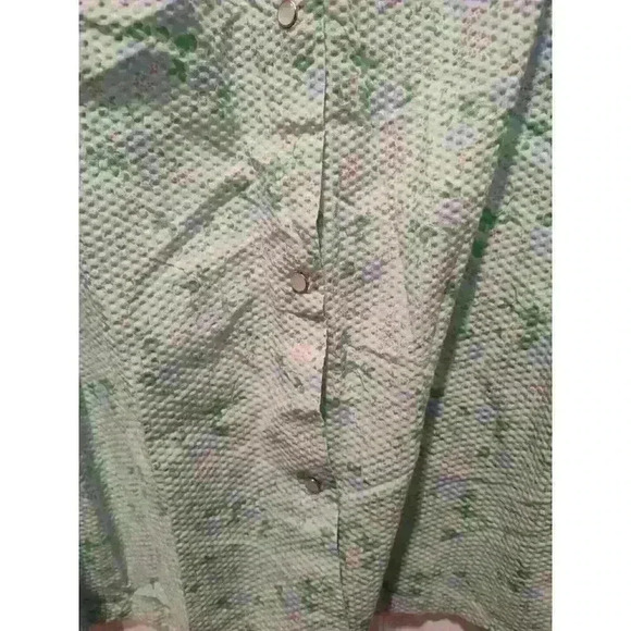 Moon Dance Blue Floral Roses Pearl Snaps Granny Core Housecoat House Dress Sz 1X - Picture 7 of 9